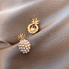 Pineapple Alloy Plastic Imitation Pearl Stud Earrings FS-WG66433-01-3