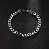 201 Stainless Steel Curb Chain Bracelets with Lobster Claw Clasps for Men BJEW-P316-01A-P-3