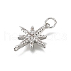 Brass Micro Pave Clear Cubic Zirconia Star Connector Charms with Jump Rings KK-V011-64P-2