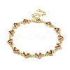 Rack Plating Brass Micro Pave Cubic Zirconia Heart Link Chain Bracelets for Women BJEW-P323-09G-06-1