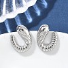 304 Stainless Steel Spiral Croissant Stud Earrings for Women EJEW-Z095-01P-1