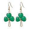 Natural Malaysia Jade Pendant Clover Dangle Earrings EJEW-JE06074-02-1