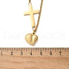 304 Stainless Steel Cross Heart Pendant Twisted Chain Necklaces NJEW-S442-03G-5