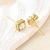 Square Brass Micro Pave Clear Cubic Zirconia Stud Earrings EJEW-G433-04G-3