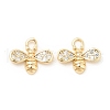 Brass Micro Pave Clear Cubic Zirconia Charms KK-G447-07G-2