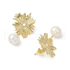 Brass Shell Pearl Stud Earrings for Women EJEW-JE06243-4