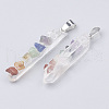 Chakra Natural Quartz Crystal Pointed Pendants G-T097-06-2