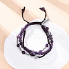 Adjustable Natural Amethyst & Hematite Braided Bead Bracelets BJEW-U035-01C-2
