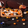 Craftdady 140Pcs Halloween Theme Painted Natural Wood Beads WOOD-CD0001-19-20