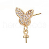 Brass Micro Pave Cubic Zirconia Stud Earring Findings KK-N233-002-NF-3