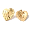 Textured Heart Ion Plating(IP) 304 Stainless Steel Stud Earrings for Women EJEW-L287-018G-2
