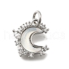 Brass Micro Pave Clear Cubic Zirconia with Glass Charms KK-G525-06P-03-1