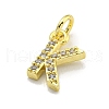 Letter Brass Micro Pave Clear Cubic Zirconia Pendants KK-K354-06G-K-2