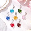 7Pcs 7 Colors Faceted Heart Glass Pendants Decoration HJEW-JM02993-02-1