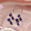Cherry Spray Painted Crackle Glass Beads & Natural Diopside Chip Beads Dangle Earrings EJEW-JE06289-4