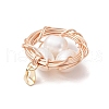 Natural Cultured Freshwater Pearl Copper Wire Wrapped Bird Egg Nest Pendants PALLOY-TA00228-02-4