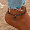Adjustable Black Waxed Cord Anklets WGF8958-01-1