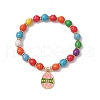 Easter Day Synthetic Turquoise Beads Stretch Bracelets BJEW-TA00604-2