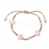 Adjustable ABS Plastic Imitation Pearl Beaded Braided Bead Bracelets for Women BJEW-JB11871-01-2