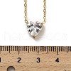 304 Stainless Steel Crystal Cubic Zirconia Heart Pendant Necklaces for Women NJEW-Z064-03G-5