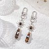 Copper Wire Wrapped Natural Tiger Eye Pointed Bullet Pendant Decorations HJEW-JM03104-08-2