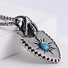 Trendy Stainless Steel Pave Synthetic Turquoise Eagle Claw Shield Pendant Necklaces for Men UJ0814-5