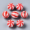 Painted Natural Wood European Beads WOOD-S057-044-1