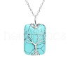 Synthetic Turquoise Pendant Necklace with Brass Cable Chains PW23042505808-1