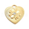 304 Stainless Steel Rhinestone Pendants STAS-R155-035H-G-1