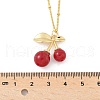 Brass Resin Fruit Cherry Pendant Satellite Chain Necklaces for Women NJEW-D306-02G-A-3