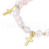 3Pcs 3 Colors ABS Plastic Imitation Pearl Beads Stretch Bracelets BJEW-JB11778-4