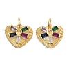 Rack Plating Brass Micro Pave Cubic Zirconia Charms KK-Z071-42G-1