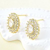 Brass Micro Pave Clear Cubic Zirconia Stud Earrings for Women EJEW-F363-05G-4