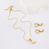 Stainless Steel Hoop Earrings & Pendant Necklaces Sets OK4265-3-2