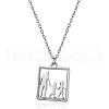Mother's Day Stainless Steel Family Silhouette Pendant Necklaces for Women RN1397-2-1