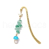 Natural Green Aventurine & Citrine & Cherry Quartz & Synthetic Hematite & Opalite Chips Beads & Mushroom Lampwork Charm Bookmarks AJEW-JK00376-4