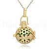 Golden Tone Brass Hollow Round Cage Pendants KK-J232-03G-1