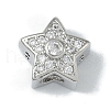 Rack Plating Brass Micro Pave Clear Cubic Zirconia Beads KK-A220-04P-1