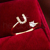 Brass Micro Pave Cubic Zirconia Cuff Rings WG75066-21-1
