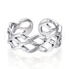 Non-Tarnish 304 Stainless Steel Wave Open Cuff Ring RJEW-N040-36-2