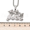 304 Stainless Steel Hollow Cute Cat Pendant Necklaces for Women NJEW-K283-38P-3