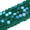 Frosted Transparent Glass Beads Strands GLAA-T032-T4mm-MBB21-1