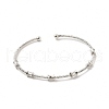 Rack Plating Brass Drum Beaded Open Cuff Bangle for Women BJEW-E073-07P-1