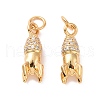 Rocket Brass Micro Pave Clear Cubic Zirconia Charms KK-G435-13G-1