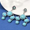Alloy Synthetic Turquoise Dangle Stud Earrings EJEW-U053-07AS-3