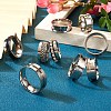 12Pcs 6 Size 201 Stainless Steel Grooved Finger Ring Settings STAS-TA0002-15P-14