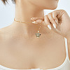 Fashionable Brass Pave Green & Clear Cubic Zirconia Leopard Head Pendant Necklaces IV6629-3