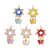 Glass Seed Beaded Flower Pendants PALLOY-MZ00623-1
