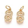 Brass Micro Pave Clear Cubic Zirconia Charms ZIRC-L092-08-G-1