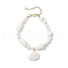 Clam Shell Charm Bracelets for Women BJEW-JB11766-3
